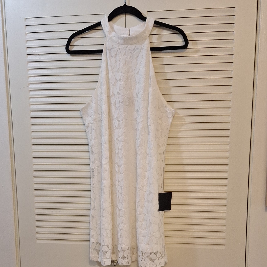 Lulu's White Lace Halter Mini Dress, Nwt